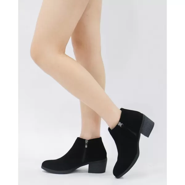 Vepose Womens Suede Leather Ankle Boots  Fashion Bootieswith Inner ZipperLow Booties9002black