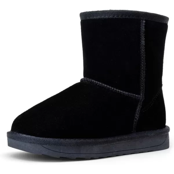 Vepose Boys Girls Snow Boots Cow Suede Leather Warm Classic Booties for Toddler Little Big KidsChild Booties827black