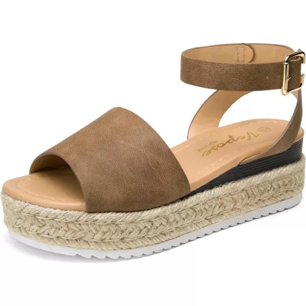 Vepose Womens 00A Espadrilles Sandals Classic Wedge Platform SandalSummer Sandal400abrown