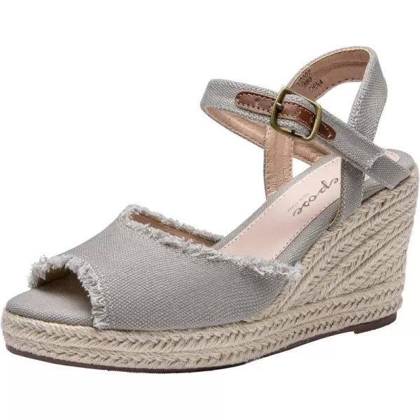 Vepose Womens 80 Espadrilles Wedge Sandals  Peep Toe High Heel Platform SandalsAnkle BuckleHigh Wedge880grey