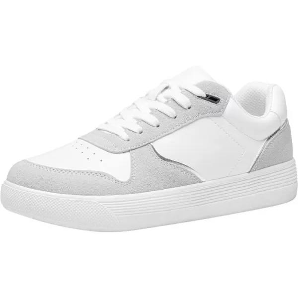 Vepose Womens 8001 Fashion Sneakers Arch Support Laceup Casual Sneaker Tennis Walking Dress Shoes for LadyLaces Sneaker8001white Grey