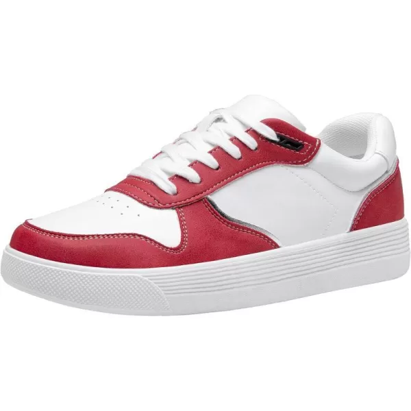 Vepose Womens 8001 Fashion Sneakers Arch Support Laceup Casual Sneaker Tennis Walking Dress Shoes for LadyLaces Sneaker8001white Red