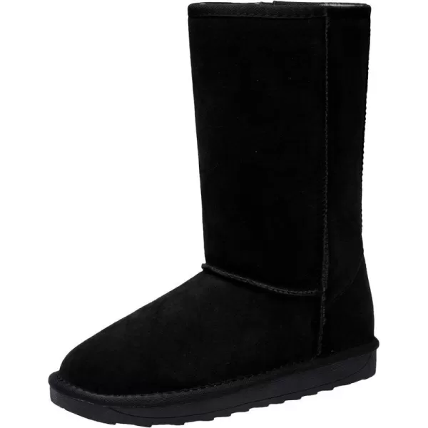 Vepose Womens Boots Suede Snow Booties Warm Mid Calf Fashion Classic Knee High ShoesCrampon Black