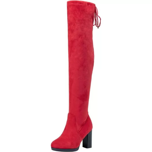 Vepose Womens Over The Knee Boots Thigh High Chunky Heel BootPlatform996red