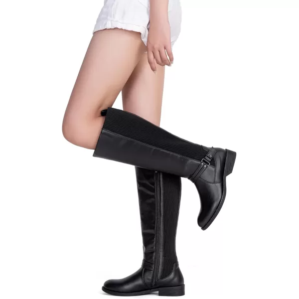 Vepose Womens 952 Stretch Riding Retro Fashion Knee High BootsBlackknitting Boots 955