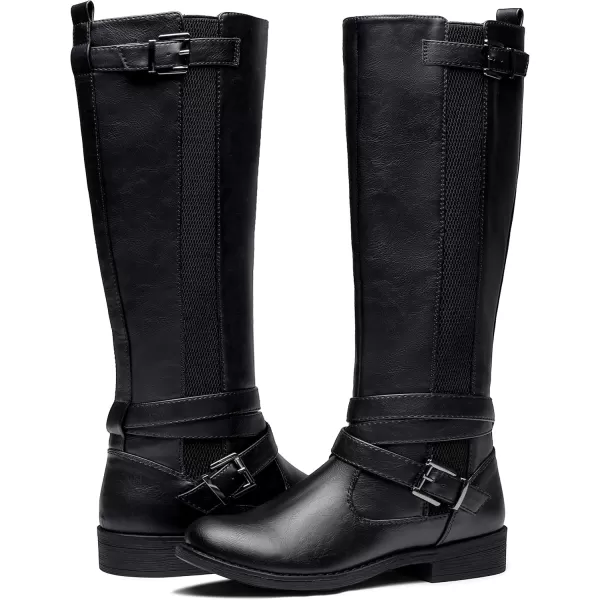 Vepose Womens 952 Stretch Riding Retro Fashion Knee High BootsBlackriding Retro 952