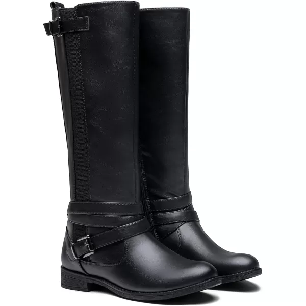 Vepose Womens 952 Stretch Riding Retro Fashion Knee High BootsBlackriding Retro 952