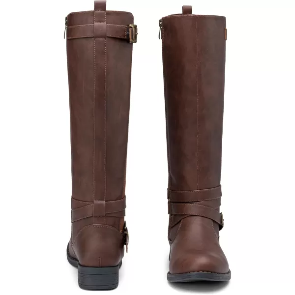 Vepose Womens 952 Stretch Riding Retro Fashion Knee High BootsCoffeeDark Brownriding Retro 952