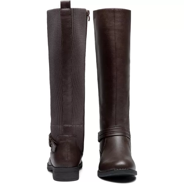 Vepose Womens 952 Stretch Riding Retro Fashion Knee High BootsCoffeeknitting Boots 955