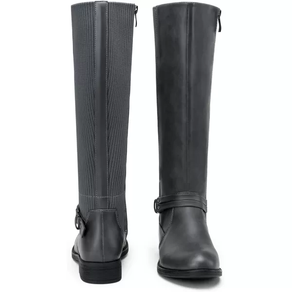 Vepose Womens 952 Stretch Riding Retro Fashion Knee High BootsGreyknitting Boots 955