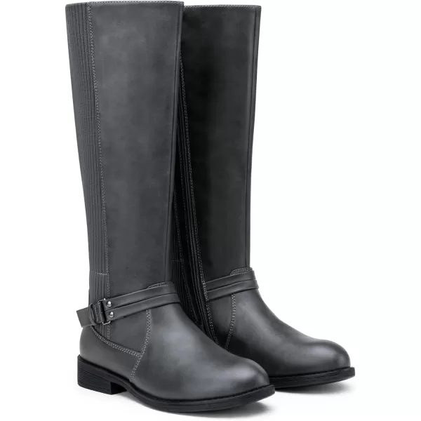 Vepose Womens 952 Stretch Riding Retro Fashion Knee High BootsGreyknitting Boots 955