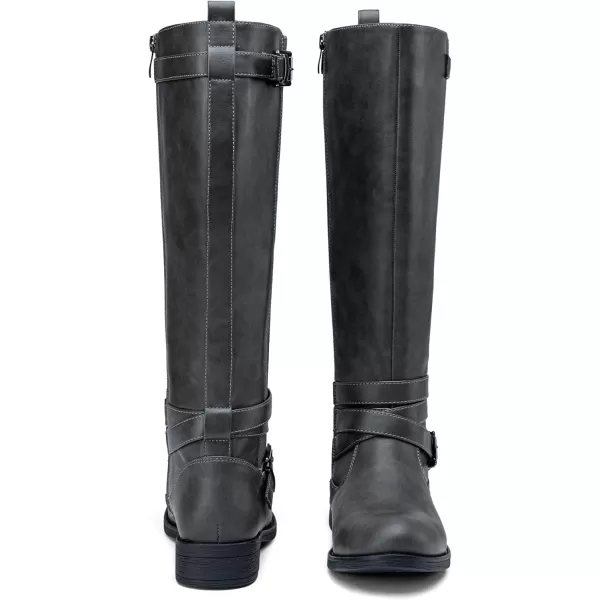 Vepose Womens 952 Stretch Riding Retro Fashion Knee High BootsGreyriding Retro 952