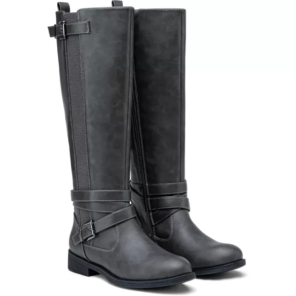 Vepose Womens 952 Stretch Riding Retro Fashion Knee High BootsGreyriding Retro 952