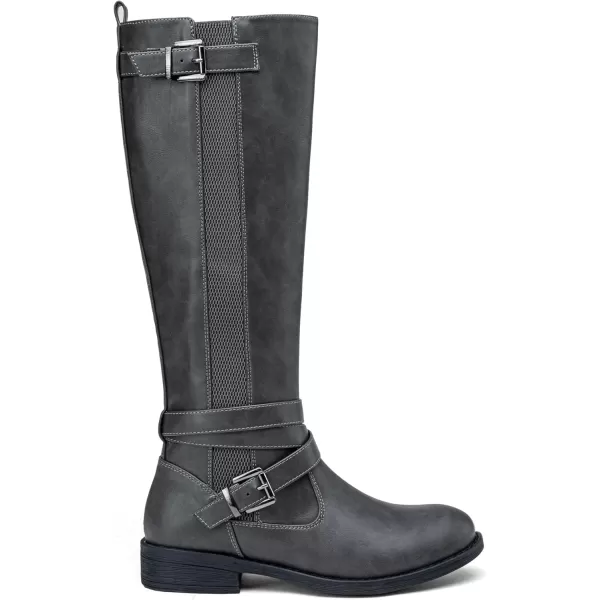 Vepose Womens 952 Stretch Riding Retro Fashion Knee High BootsGreyriding Retro 952