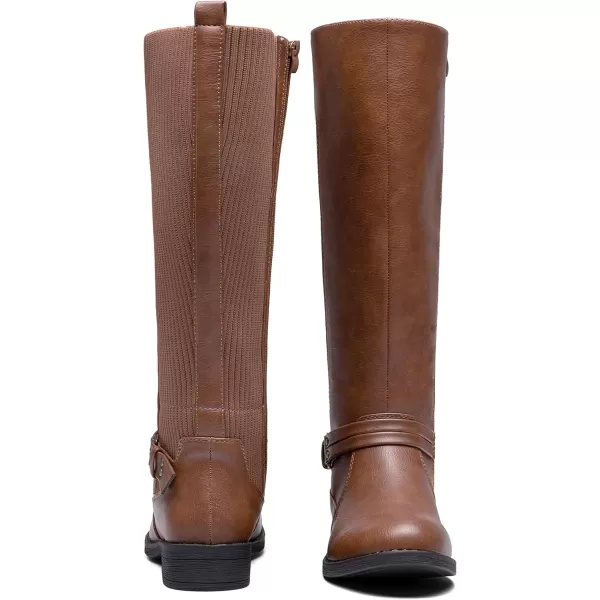 Vepose Womens 952 Stretch Riding Retro Fashion Knee High BootsYellow Brownknitting Boots 955