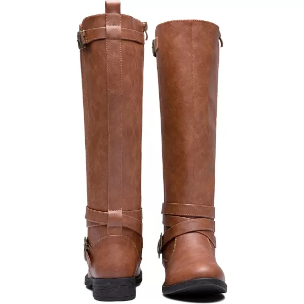 Vepose Womens 952 Stretch Riding Retro Fashion Knee High BootsYellow Brownriding Retro 952