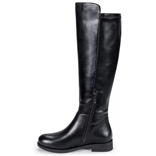 Vepose Womens 9662 Knee High Boots Casual Tall Riding Boots Low Flat Heel Comfortable and Inner ZipperKnee High Boots9662black Pu