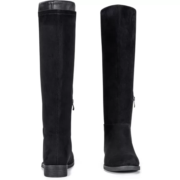 Vepose Womens 9662 Knee High Boots Casual Tall Riding Boots Low Flat Heel Comfortable and Inner ZipperKnee High Boots9662black Suede