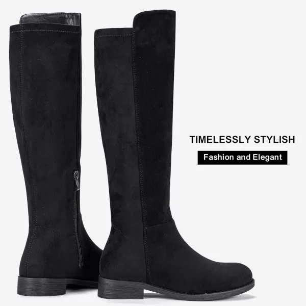 Vepose Womens 9662 Knee High Boots Casual Tall Riding Boots Low Flat Heel Comfortable and Inner ZipperKnee High Boots9662black Suede