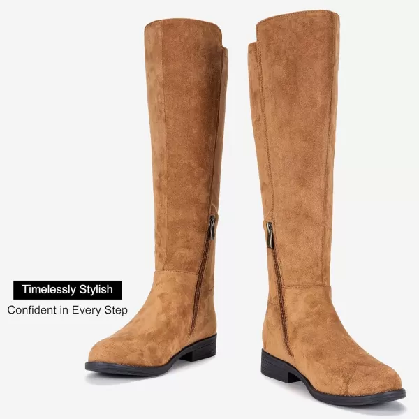 Vepose Womens 9662 Knee High Boots Casual Tall Riding Boots Low Flat Heel Comfortable and Inner ZipperKnee High Boots9662camel