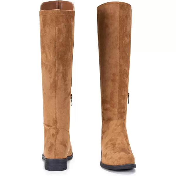 Vepose Womens 9662 Knee High Boots Casual Tall Riding Boots Low Flat Heel Comfortable and Inner ZipperKnee High Boots9662camel