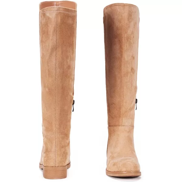 Vepose Womens 9662 Knee High Boots Casual Tall Riding Boots Low Flat Heel Comfortable and Inner ZipperKnee High Boots9662sand