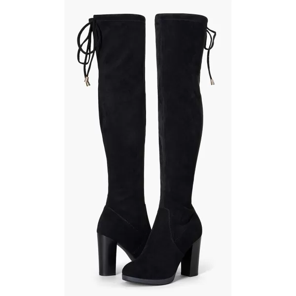 Vepose Womens 996 Thigh High Over The Knee Boots Platform 39 Inch Chunky Heel Suede ShoesImitation Grain996black