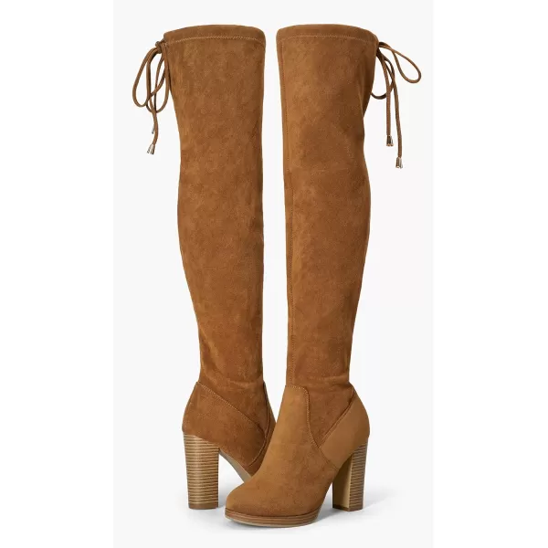 Vepose Womens 996 Thigh High Over The Knee Boots Platform 39 Inch Chunky Heel Suede ShoesImitation Grain996camel