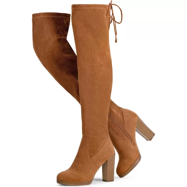 Vepose Womens 996 Thigh High Over The Knee Boots Platform 39 Inch Chunky Heel Suede ShoesImitation Grain996khaki