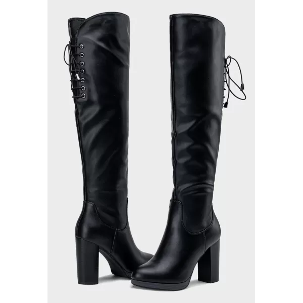 Vepose Womens 996 Thigh High Over The Knee Boots Platform 39 Inch Chunky Heel Suede ShoesImitation Grain997blackpu