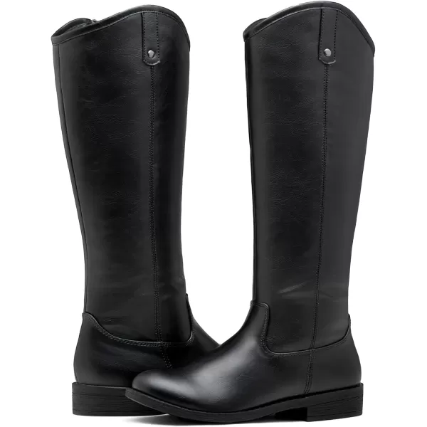 Vepose Womens Knee High Boots 956 Zipper Tall Fashion Wide Calf BootsTall956black