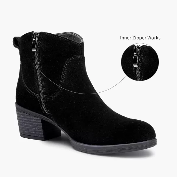 Vepose Womens Suede Leather Ankle Boots Fashion Booties with Inner ZipperInner Zipper9001black