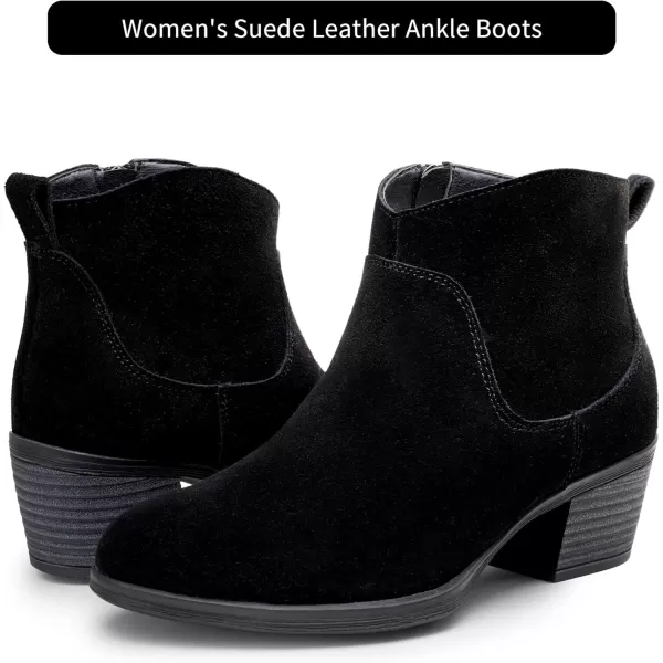 Vepose Womens Suede Leather Ankle Boots Fashion Booties with Inner ZipperInner Zipper9001black