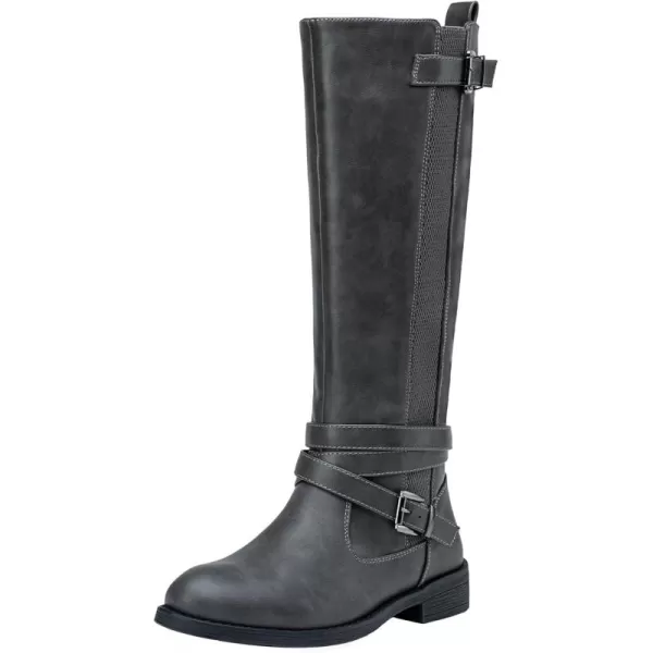 Vepose Womens 952 Stretch Riding Retro Fashion Knee High BootsGreyriding Retro 952