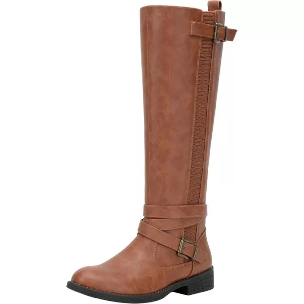 Vepose Womens 952 Stretch Riding Retro Fashion Knee High BootsYellow Brownriding Retro 952