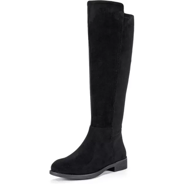 Vepose Womens 9662 Knee High Boots Casual Tall Riding Boots Low Flat Heel Comfortable and Inner ZipperKnee High Boots9662black Suede