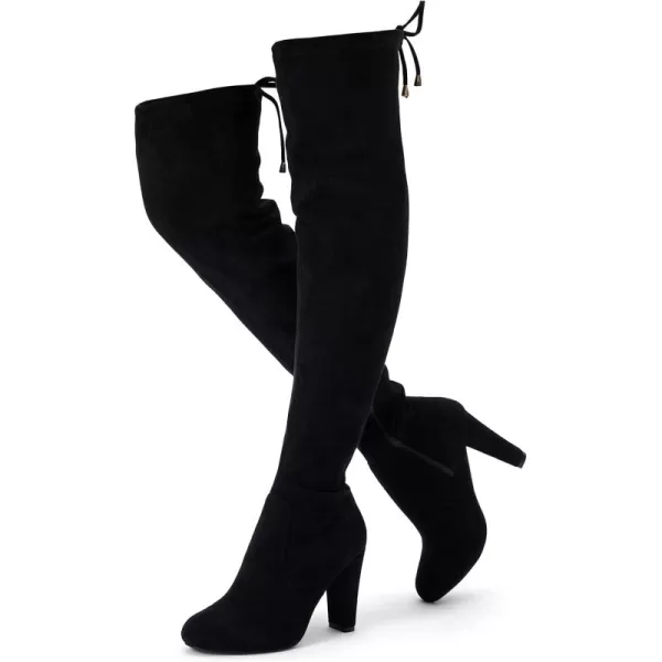 Vepose Womens 994 Fashion Suede 350 Inch Chunky Heel Over The Knee High Boots with ZipperBlackknee High 994