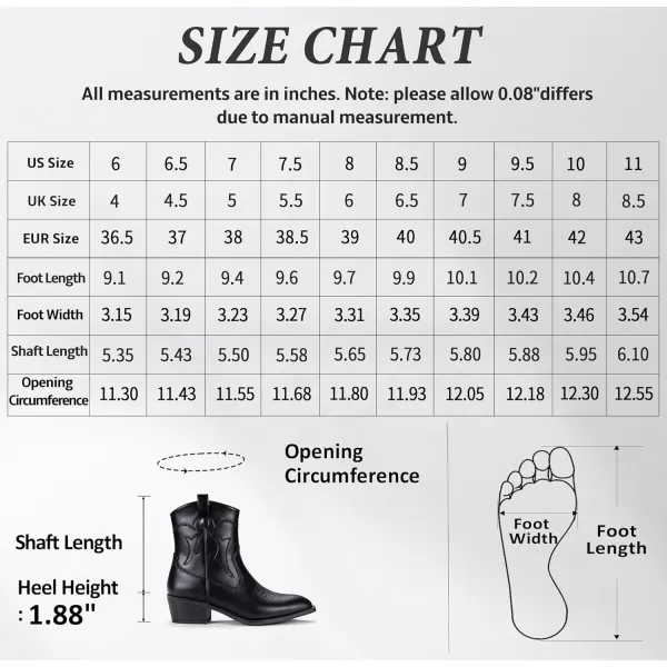 imageVepose Cowboy Boots for Women Embroided Western Cowgirl Boots Pull on Ankle Boots with Inside ZipperWestern Cowboy Boots9815black