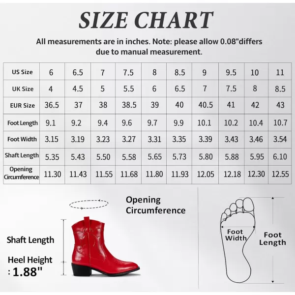 imageVepose Cowboy Boots for Women Embroided Western Cowgirl Boots Pull on Ankle Boots with Inside ZipperWestern Cowboy Boots9815red