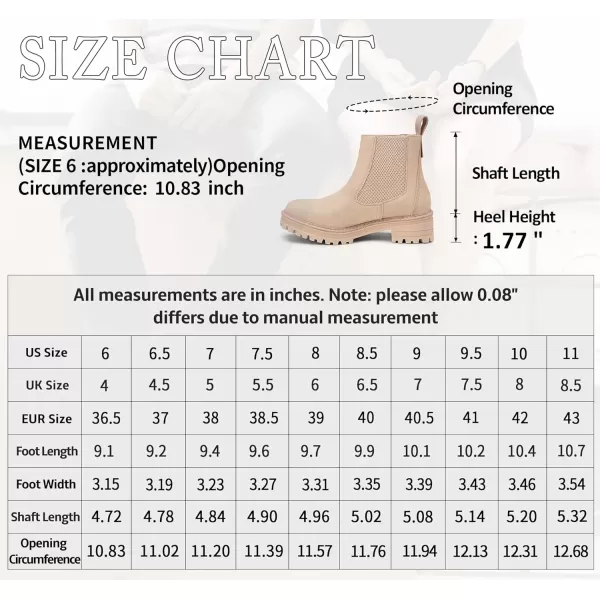 imageVepose Womens 9608 Chelsea Lug Sole Casual Outdoor Boots Ankle BootiesBeigechelsea 9608