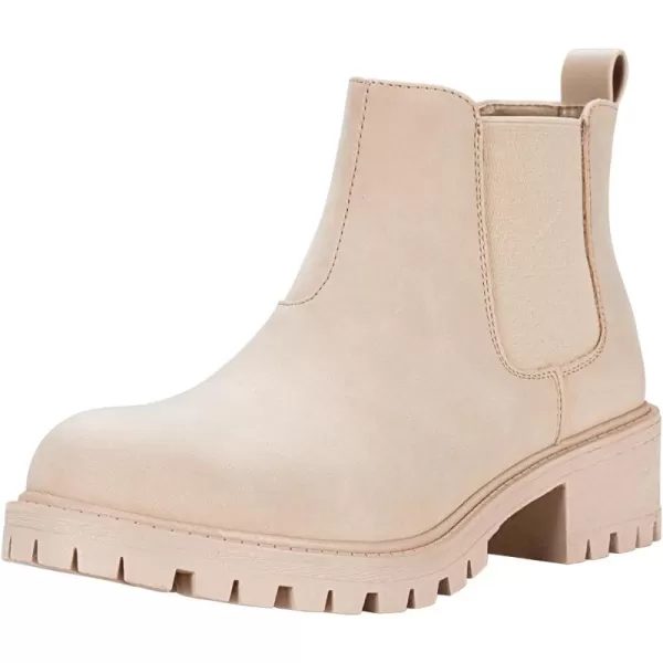 imageVepose Womens 9625 Chelsea Ankle Boots Low Heel Slipon Fashion Cute Short BootiesChelsea Booties9625beige