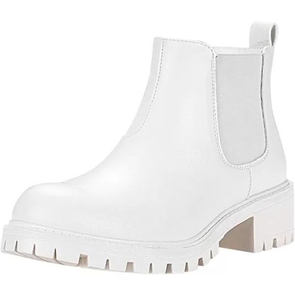 imageVepose Womens 9625 Chelsea Ankle Boots Low Heel Slipon Fashion Cute Short BootiesChelsea Boots9625all White