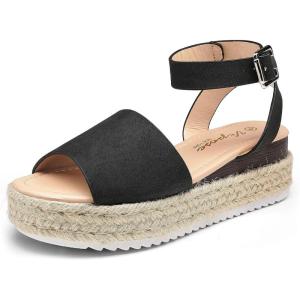 imageVepose Womens 400A Platform Wedge Sandals Summer Espadrilles Sandals with Ankle StrapEspadrilles400ablack Nubuck