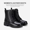 imageVepose Womens 962223 Fashion Classic Lace Up Combat Boots Ankle BootiesBlackleather 9623l