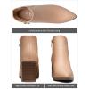 imageVepose Womens 9631 Chunky Heel Ankle Boots Pointed Toe Block Heeled Booties with Side ZipperChunky Chelsea9631beige