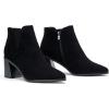 imageVepose Womens 9631 Chunky Heel Ankle Boots Pointed Toe Block Heeled Booties with Side ZipperChunky Chelsea9631black Suede
