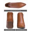 imageVepose Womens 9631 Chunky Heel Ankle Boots Pointed Toe Block Heeled Booties with Side ZipperChunky Chelsea9631brown