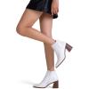 imageVepose Womens 9631 Chunky Heel Ankle Boots Pointed Toe Block Heeled Booties with Side ZipperChunky Chelsea9631white