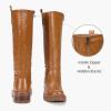imageVepose Womens 9658 Knee High Boots Low Heel Platform Tall Boots with Side Zipper for LadiesPlatform Boots9658camel