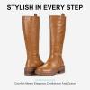 imageVepose Womens 9658 Knee High Boots Low Heel Platform Tall Boots with Side Zipper for LadiesPlatform Boots9658camel